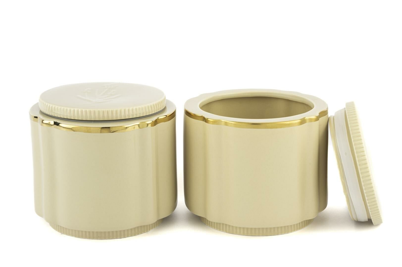 Krem Lavanta Kabartmalı 2li Kavanoz 14x13cm