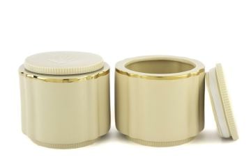 Krem Lavanta Kabartmalı 2li Kavanoz 14x13cm