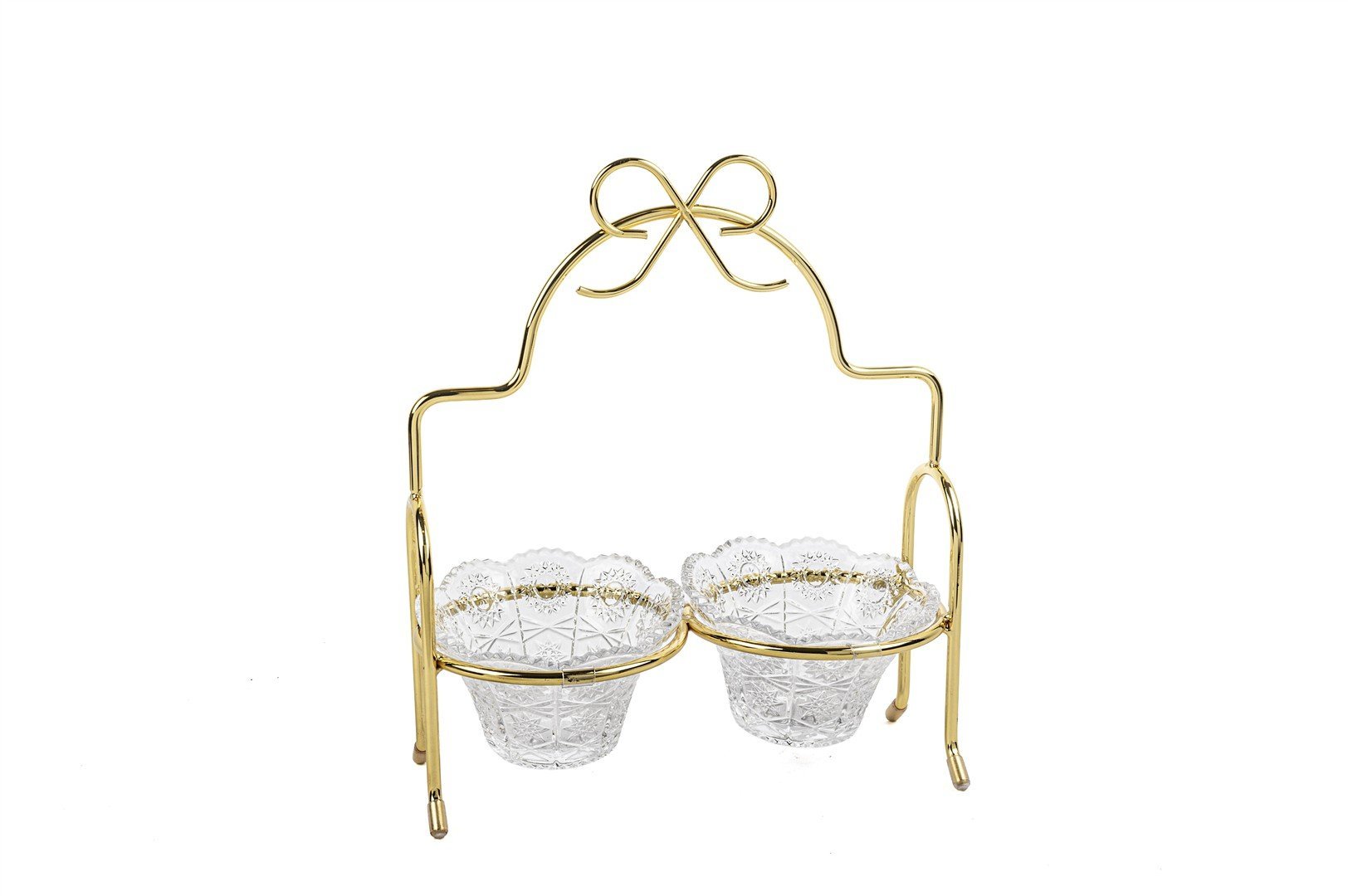 Gold Fiyonk Kulplu 2li Çerezlik Standı 24x29cm