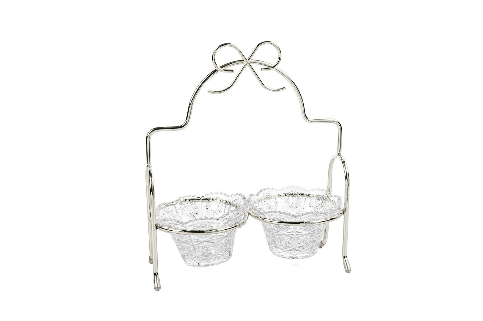 Sİlver Fİyonk Kulplu 2li Çerezlik Standı 24x29cm