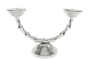 Gümüş 2li Mumluk 34x21cm