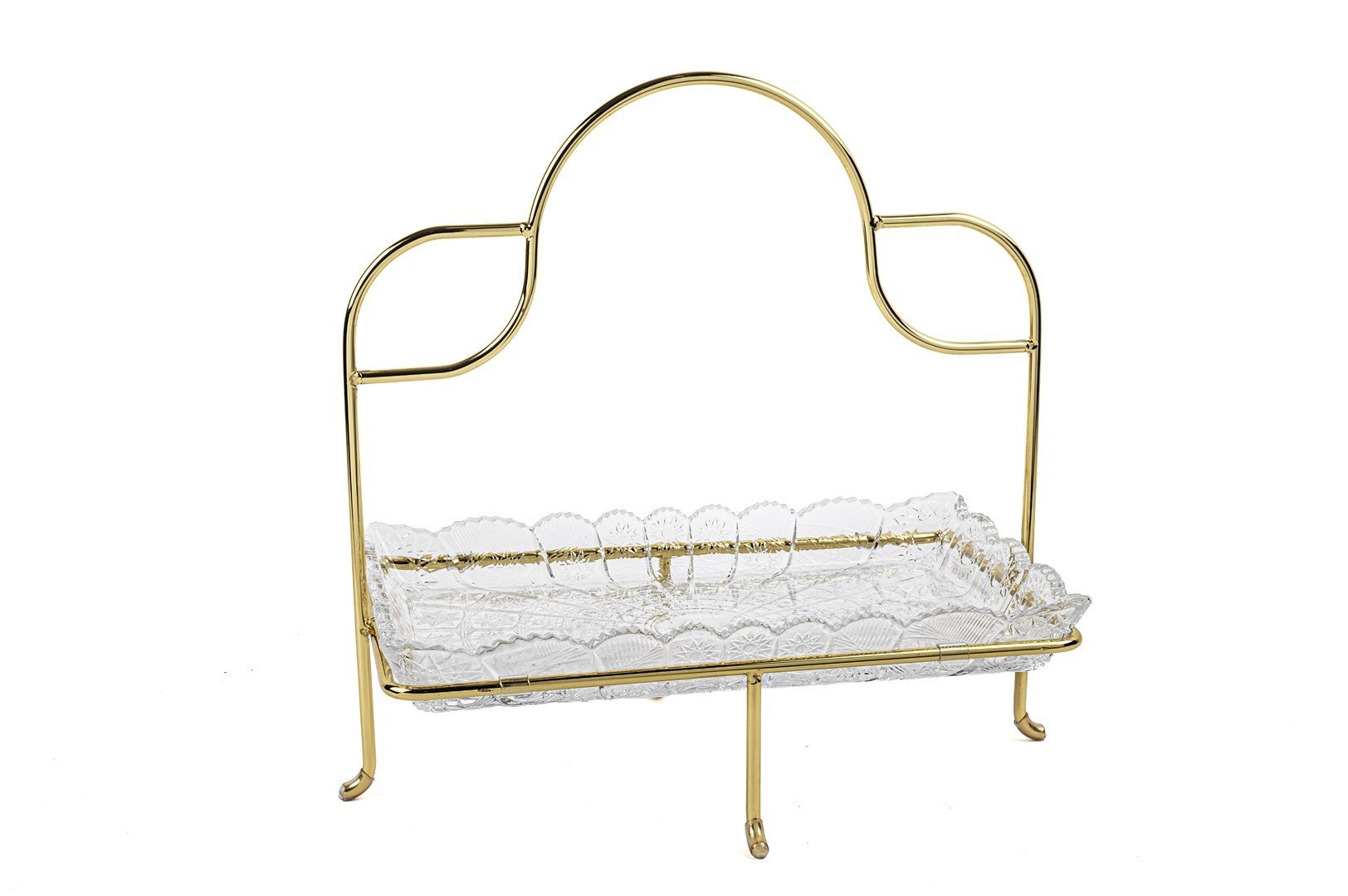 Gold Kulplu Cam Sunumluk 30x33cm