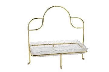 Gold Kulplu Cam Sunumluk 30x33cm