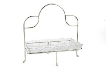 Sİlver Kulplu Cam Sunumluk 30x33cm