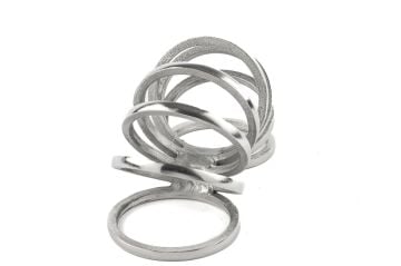 Gümüş Yatay Halka Dekor Obje 28x11x15cm