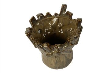 Kahve Kabartmalı Mumluk 19x22cm