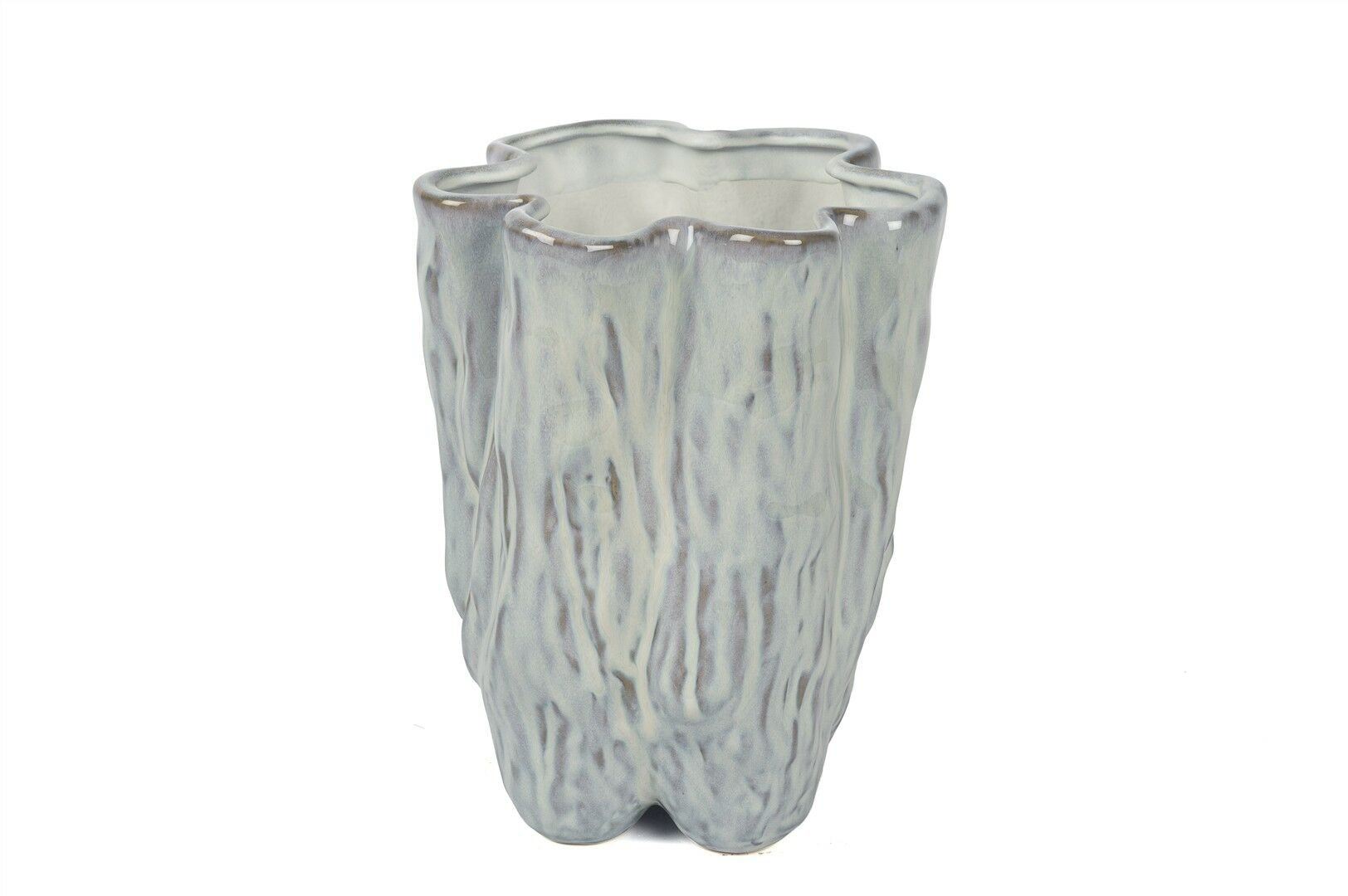 Buz Mavisi Dalgalı Vazo 25x21cm