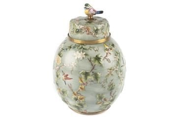 Yeşil Dokulu Porselen Küp 22x34cm