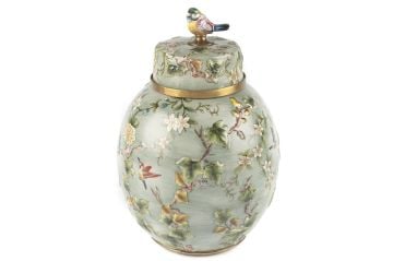 Yeşil Dokulu Porselen Küp 22x34cm