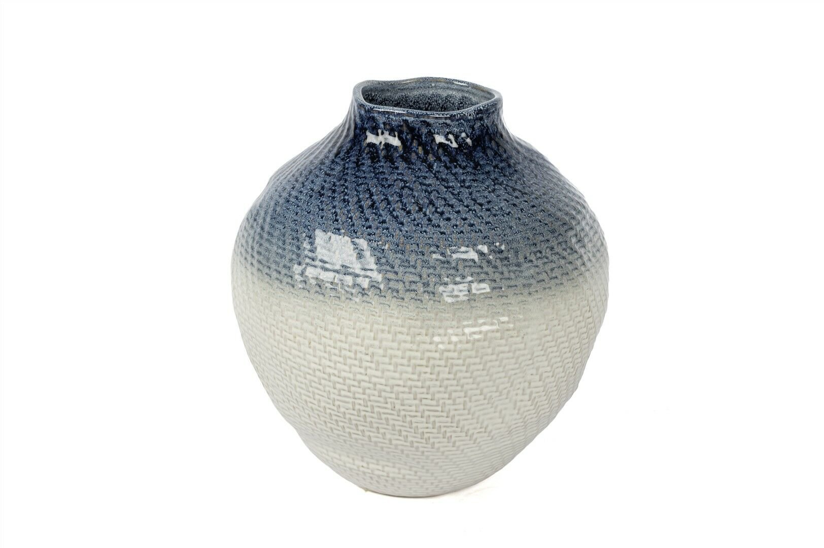 Beyaz Mavi Geçişli Seramik Küp 36x40cm