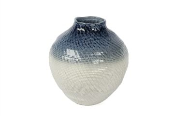 Beyaz Mavi Geçişli Seramik Küp 36x40cm