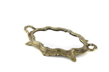 Gold Oval Aynalı Metal Dek Tepsi 46x28cm