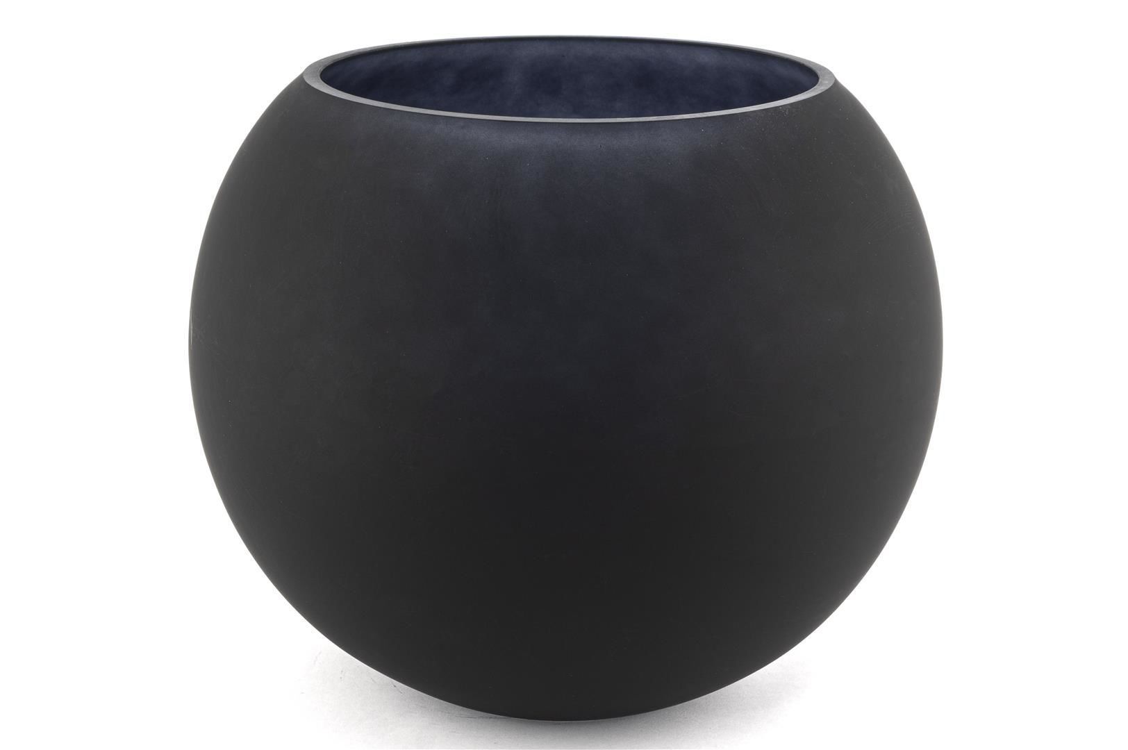 Siyah Mat Yuvarlak Cam Vazo 25cm