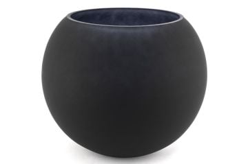 Siyah Mat Yuvarlak Cam Vazo 25cm
