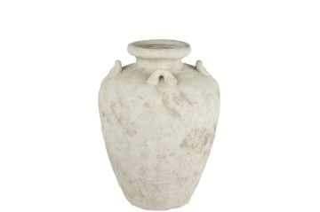 Krem Beton Kabartmalı Küp 34x43cm