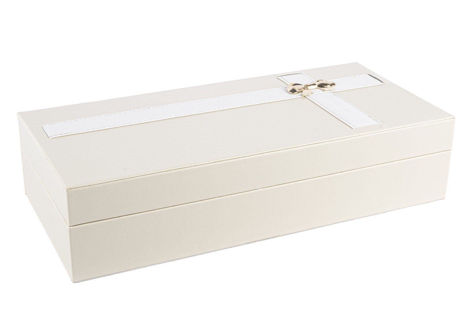 Krem Deri Gold Fiyonklu Kutu 26x17x9cm