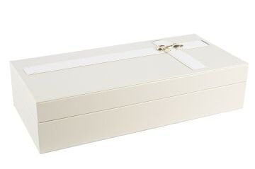 Krem Deri Gold Fiyonklu Kutu 26x17x9cm