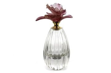 Pembe Çiçek Kapaklı Dek Şişe 10x18cm