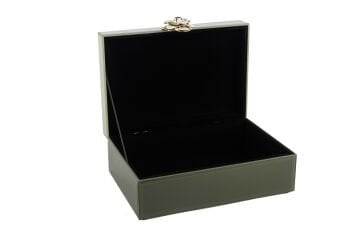 Yeşil Cam Çiçekli Dek Kutu 22x17x9cm