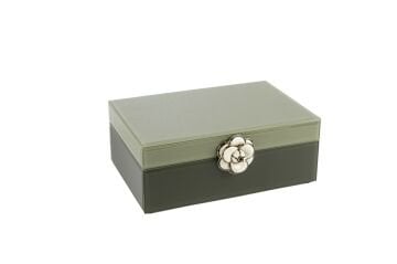 Yeşil Cam Çiçekli Dek Kutu 22x17x9cm