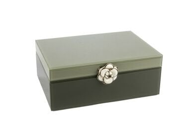 Yeşil Cam Çiçekli Dek Kutu 25x20x10cm