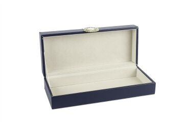Lacivert Deri Taşlı Dek Kutu 26x11x7cm