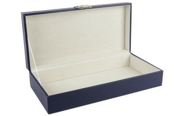 Lacivert Deri Taşlı Dek Kutu 36x17x9cm