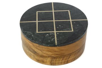 Siyah Mermer Kapaklı Ahşap Kutu 20x9cm