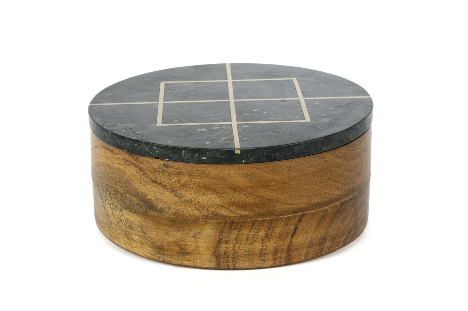 Siyah Mermer Kapaklı Ahşap Kutu 20x9cm