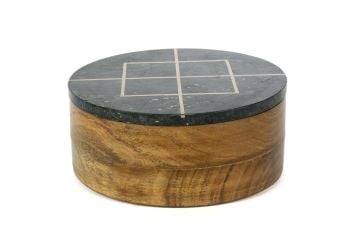 Siyah Mermer Kapaklı Ahşap Kutu 20x9cm