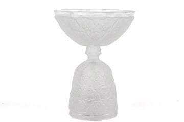Çiçekli Buzlu Camlı Ayaklı Kase 14x18cm