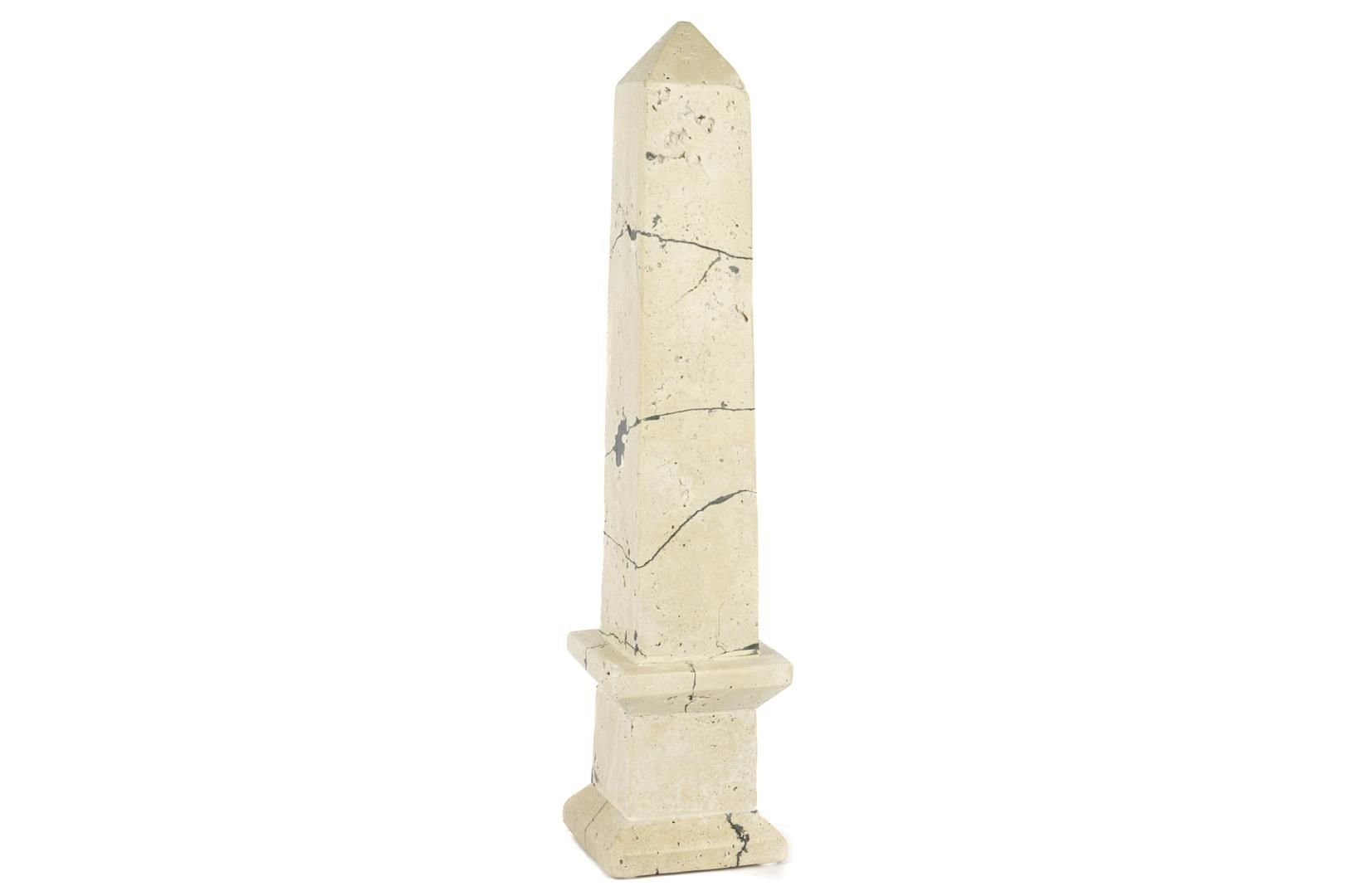Piramit Krem Mermer Dekoratif Obje 9x9x41cm