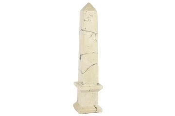 Piramit Krem Mermer Dekoratif Obje 9x9x41cm