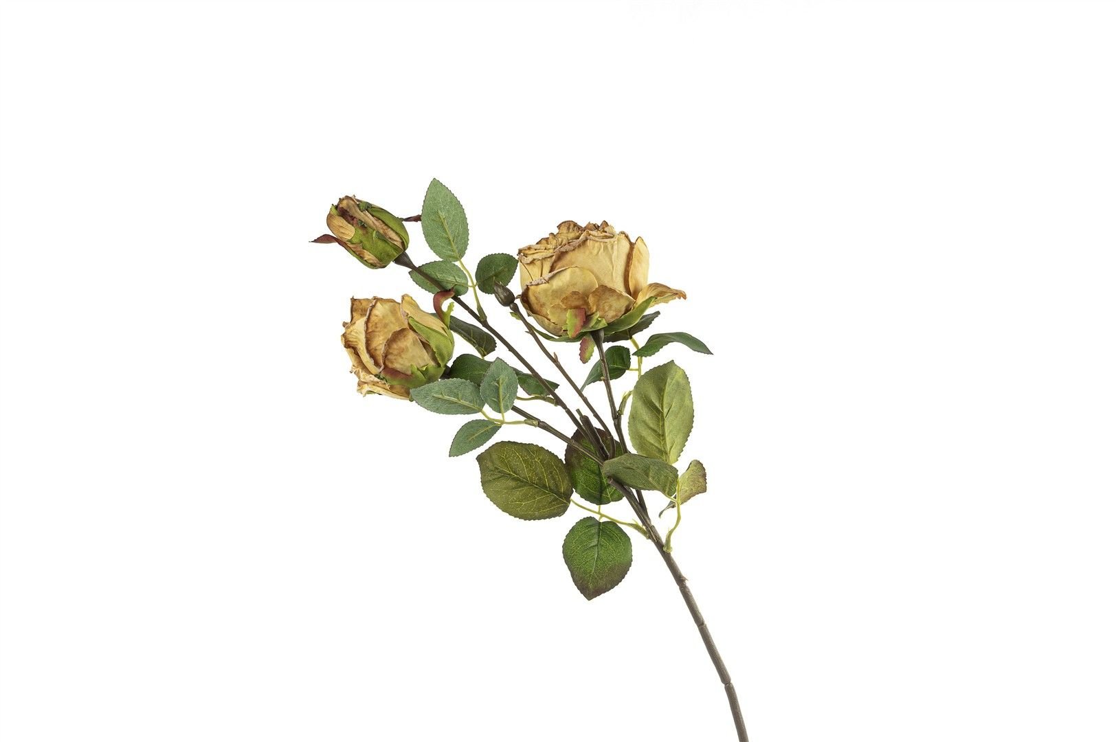 Gül Sarı Yeşil Yapay Çiçek 53cm