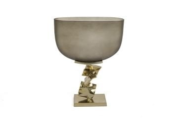 Gold Ayaklı Şampanya Cam Vazo31x41