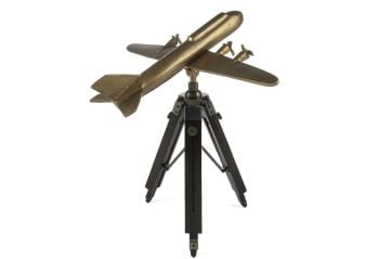 Antik Gold Uçak Dekor Obje 56x45x69cm