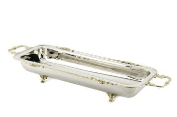 Gold Kulplu Gümüş Dik Tabak 51x17x8cm