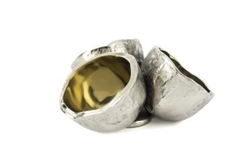 Gümüş Gold Coconut 3 Bölmeli Dek Metal Kase 24x12cm