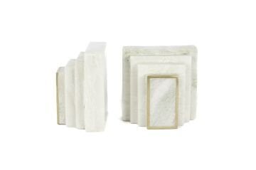 Beyaz Mermer Kitap Tutucu 20x10x7cm