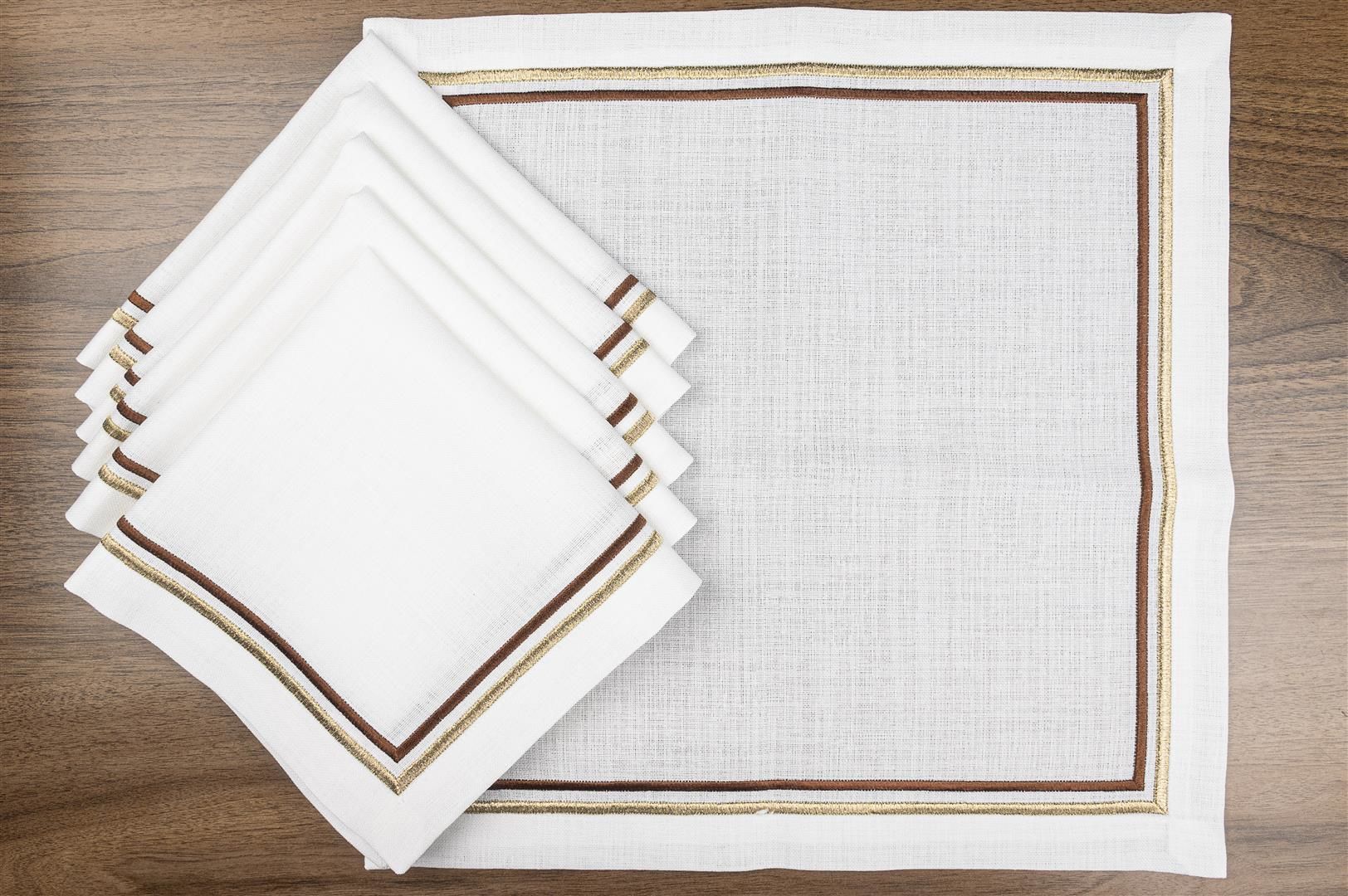 Celine Kahve Altın Peçete 6'lı 40x40cm