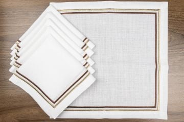 Celine Kahve Altın Peçete 6'lı 40x40cm