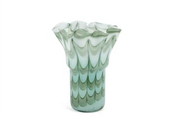 Turkuaz Dalgalı Vazo 31x22cm