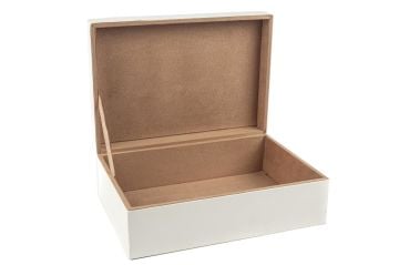 Beyaz Ekose Deri Takı Kutusu 22x30x11cm