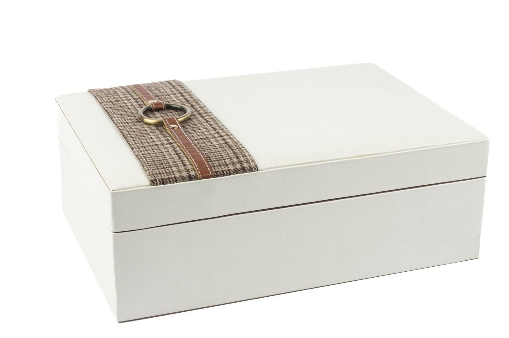 Beyaz Ekose Deri Takı Kutusu 22x30x11cm