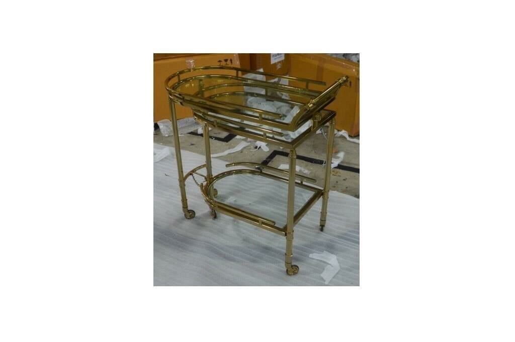 Gold Metal Servis Arabası 75x40x75cm