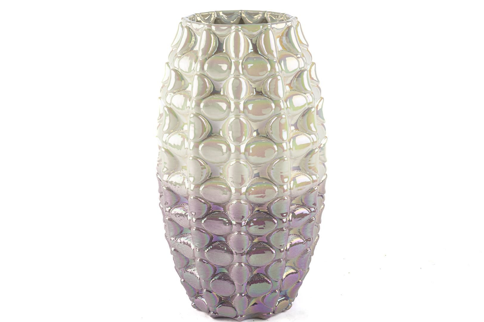 Beyaz Fuşya Porselen Vazo 38cm