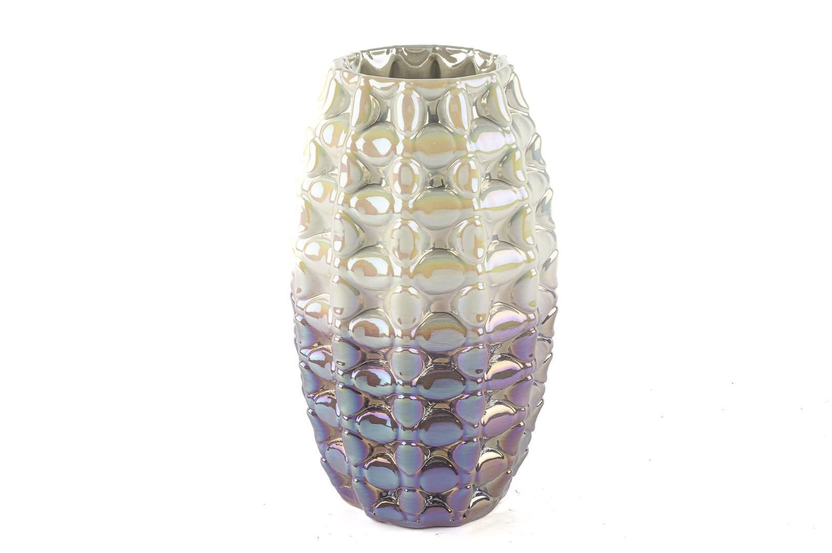 Beyaz Fuşya Porselen Vazo 30cm