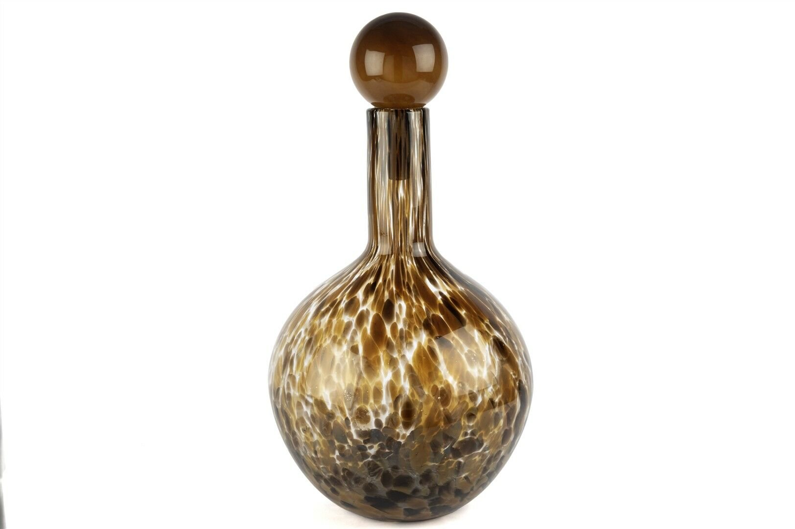 Kahverengi Desenli Cam Vazo 46x25cm