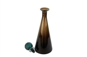 Virella Kahverengi Cam Kapaklı Vazo 19x51cm