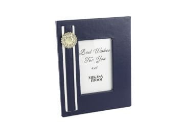 Lacivert Deri Taşlı Çerçeve 24x19cm